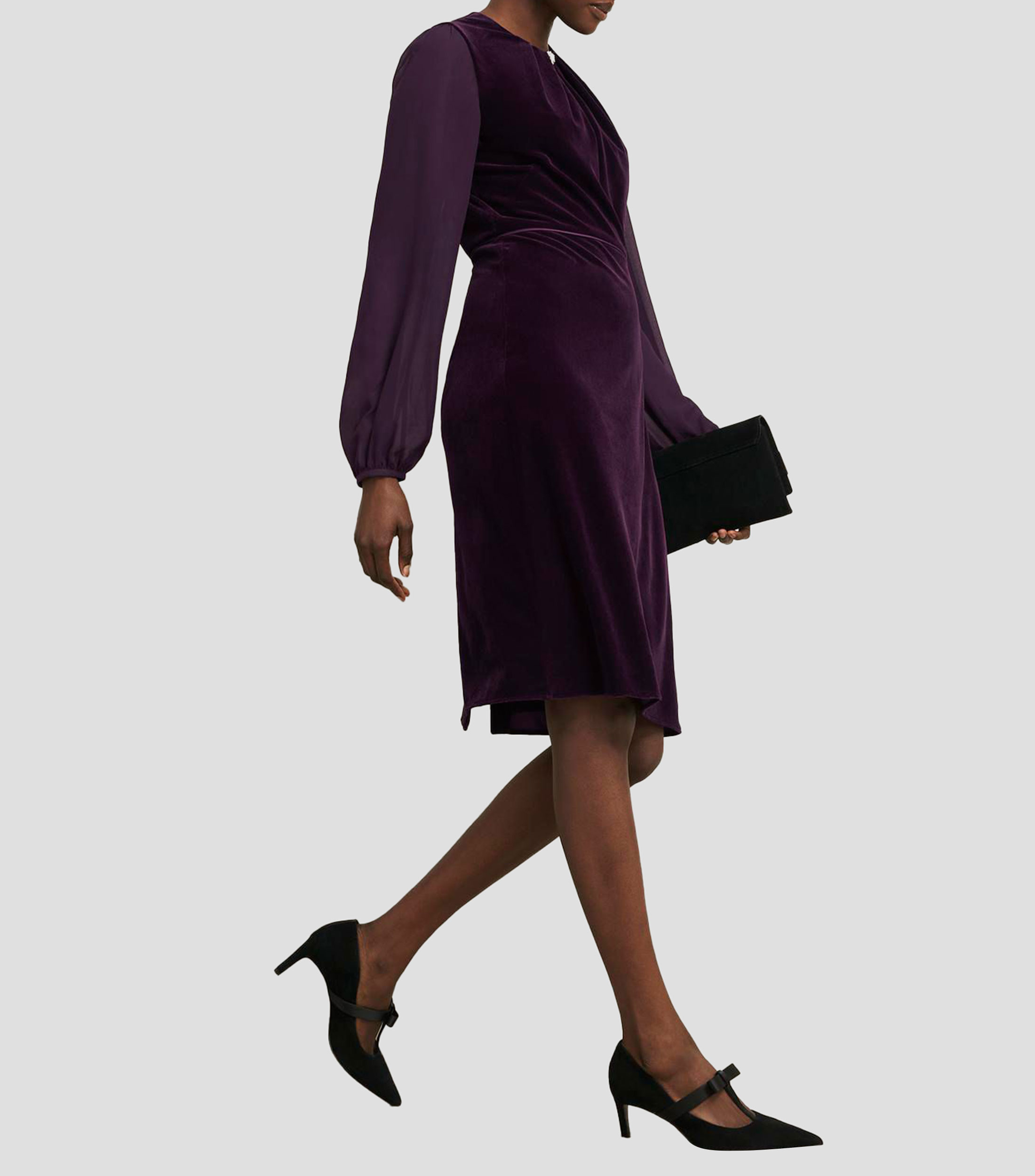 Vestido midi manga larga liso Willow Mujer